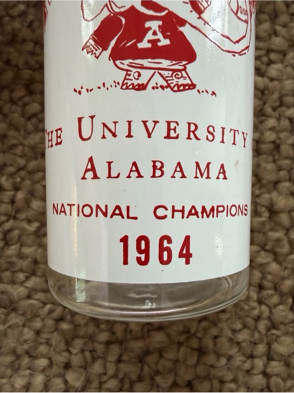 Vintage 1964 University of Alabama Football Glass Set of 6 Bear Bryant Roll Tide